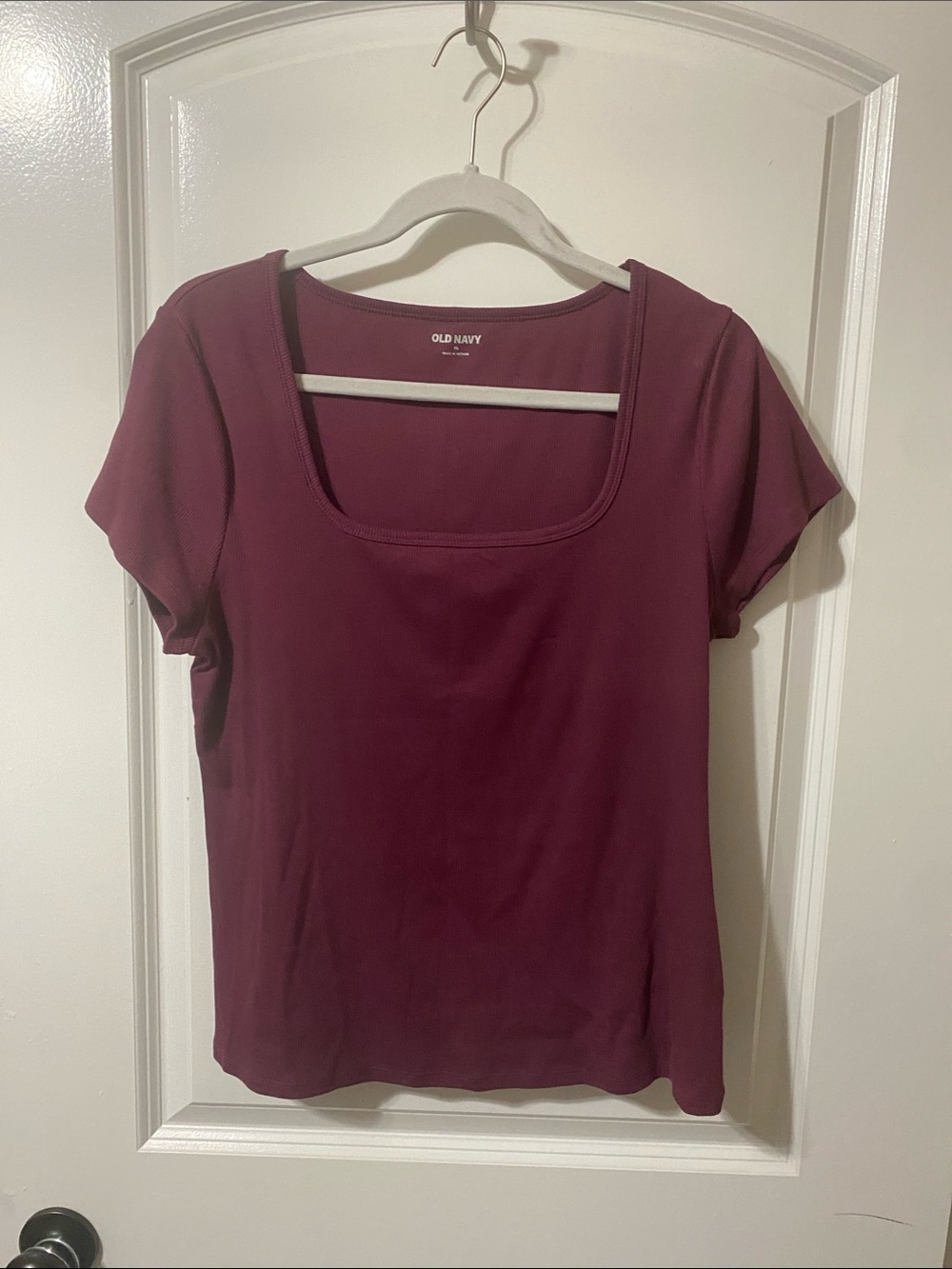 Old Navy Short Sleeve Square Neck Top - Wine (Rib)